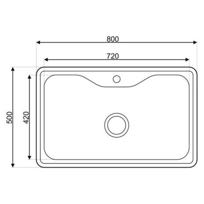 ASIL AS 65 врезная 50х80х20 см, нержавеющая сталь