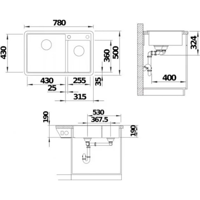 Blanco BLANCO Legra 8 мягкий белый (527089) мягкий белый  врезная 78х50х19 см, искусственный камень