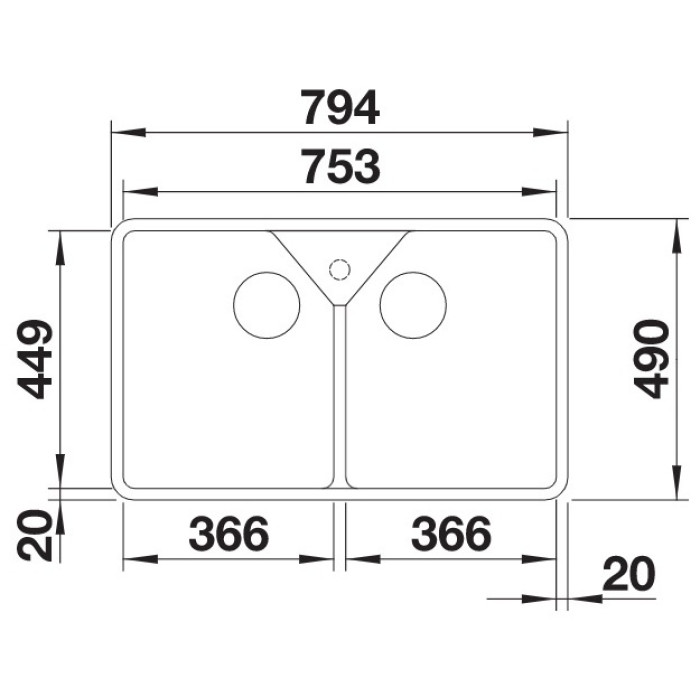 Blanco подстольная Villae Double , белый