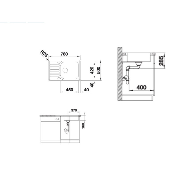 Blanco подстольная Lantos XL 6 S-IF, серебристый