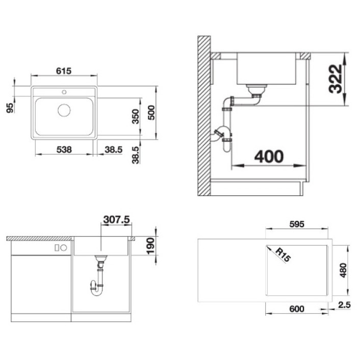 Blanco подстольная Lemis 6-IF, серебристый