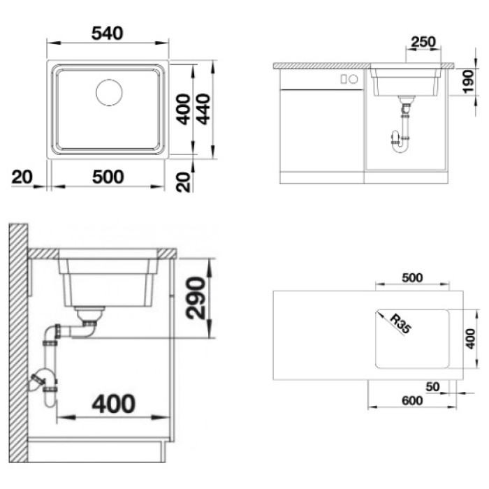 Blanco подстольная Etagon 500-U, серебристый