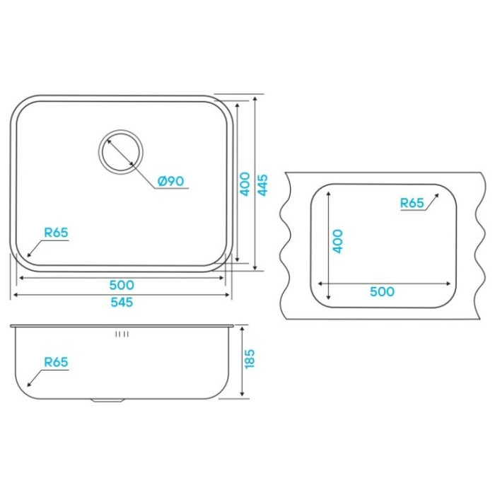 KuchenStern RUND 60 AISI 304/R65 S хром подстольная 54.5х44.5х18.5 см, нержавеющая сталь, тон серебристый металлик