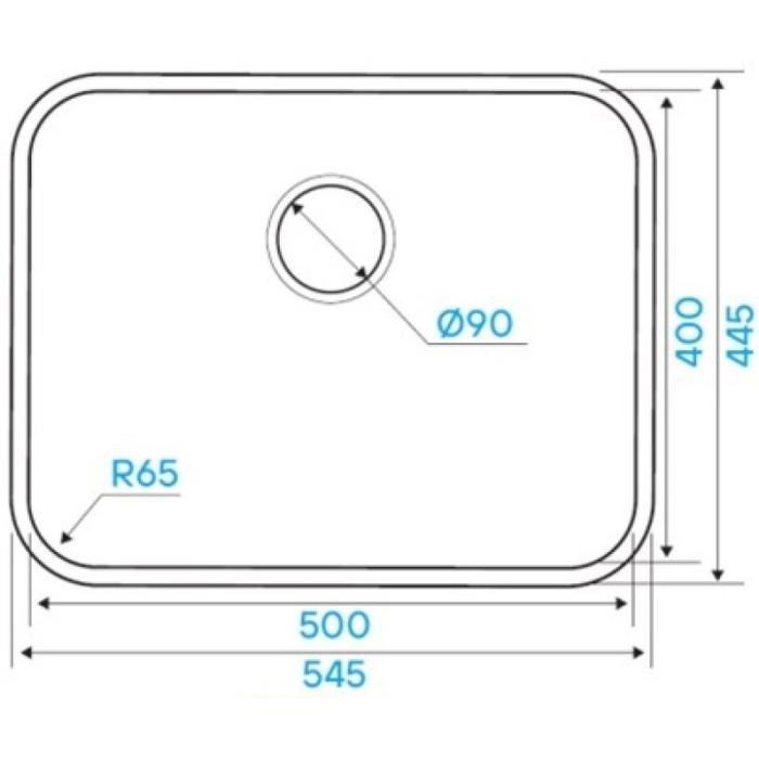 KuchenStern RUND 60 AISI 304/R65 S хром подстольная 54.5х44.5х18.5 см, нержавеющая сталь, тон серебристый металлик