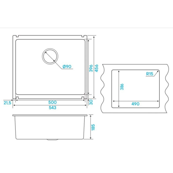 KuchenStern SUBKERAM 60 KeraPlus подстольная 54.3х45.6х18.5 см, керамика, тон ультра-белый