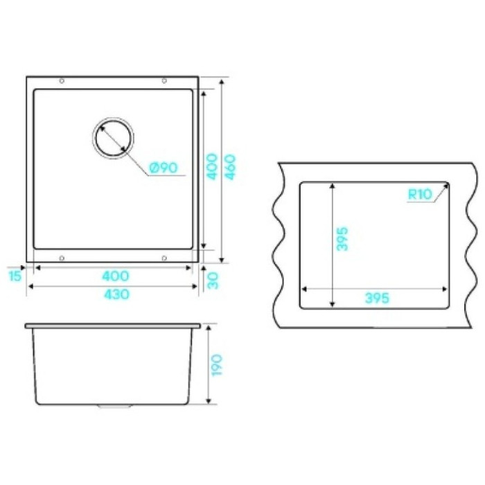 KuchenStern UNDER 50 Ku-Granit подстольная 43х46х19 см, гранит, тон ваниль