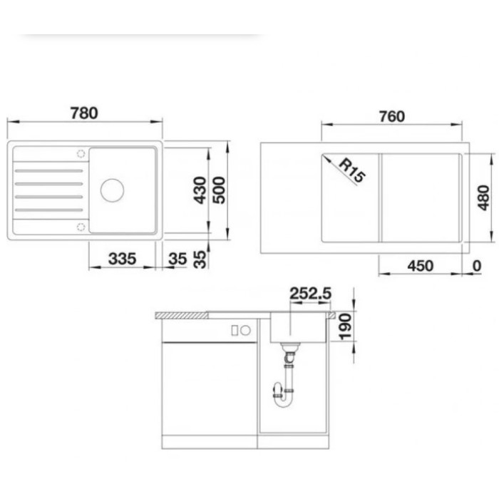 Blanco врезная Кухонная мойка BLANCO Legra 45S черный (526083) черный