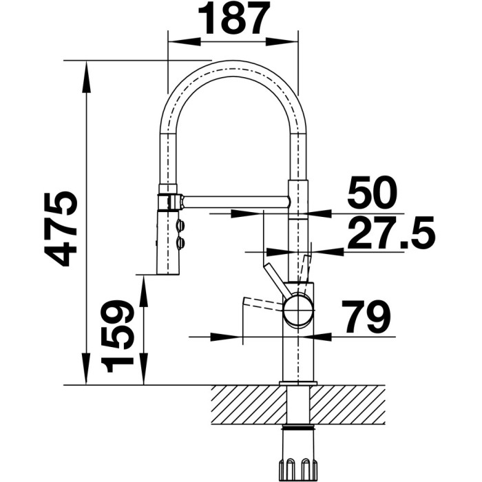 Смеситель с гибким изливом Blanco 525792, латунь, цвет хром