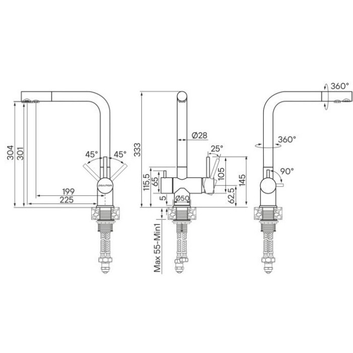 Смеситель для кухни (мойки) Paulmark Sk213020-SS, двухзахватный
