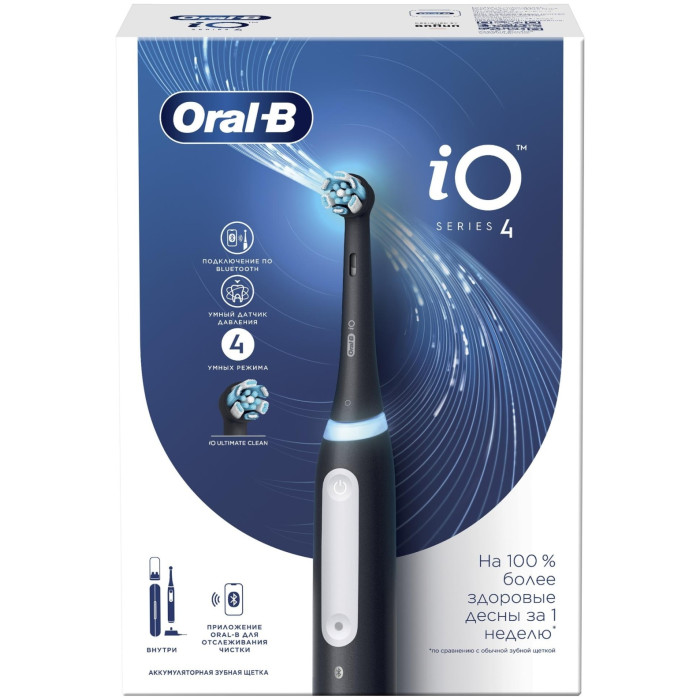 Oral-B механическая iO Series 4 Matte Black щетина средняя