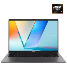 Ноутбук Asus 90NB16F1-M00H30 Vivobook S16 M3607HA-RP268 16' WUXGA(1920x1200) IPS 144Hz/AMD Ryzen 7 260 3,8GHz (8C)/16GB/512GB/AMDRadeonGraphics/Wi-Fi 6/BT5.3/IR+FHD Camera/BKLT/NoOS/1Y/Matte Gray