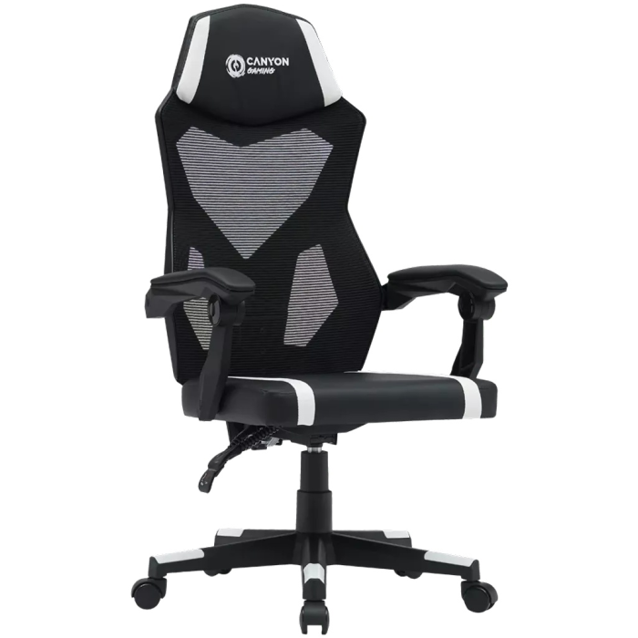 Игровое кресло Canyon CNE-MCH01W, черный, белый