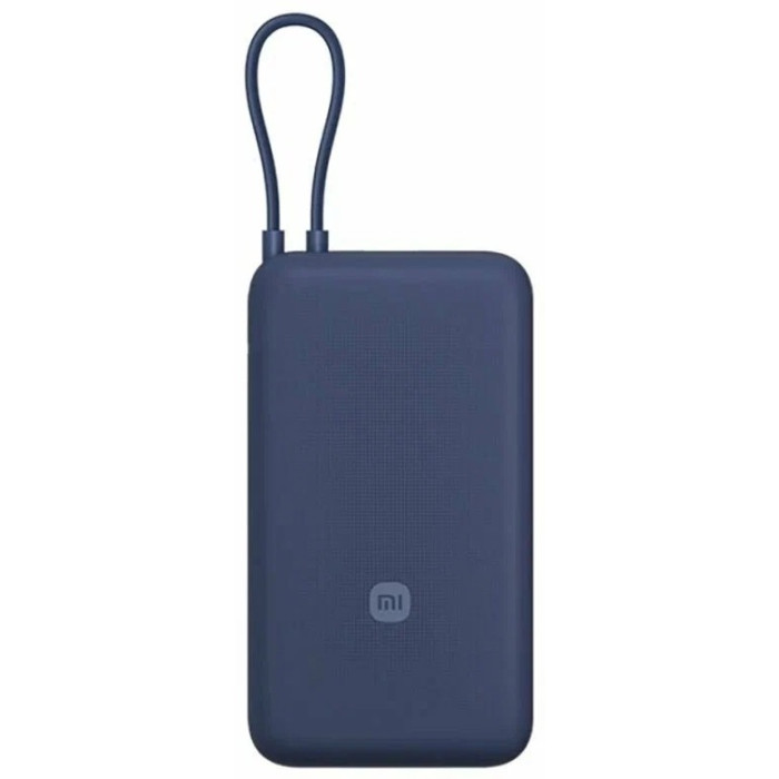 Портативный внешний аккумулятор, Xiaomi, 33W Power Bank 20000mAh (Integrated Cable) Blue GL, PB2030MI, Номинальная мощность аккумулятора 74 Втч (7,4 В 10000 мАч), Номинальная емкость 12000mAh (5V/3A), Входной порт USB-C, Выходной порт USB-C®/кабель USB-C