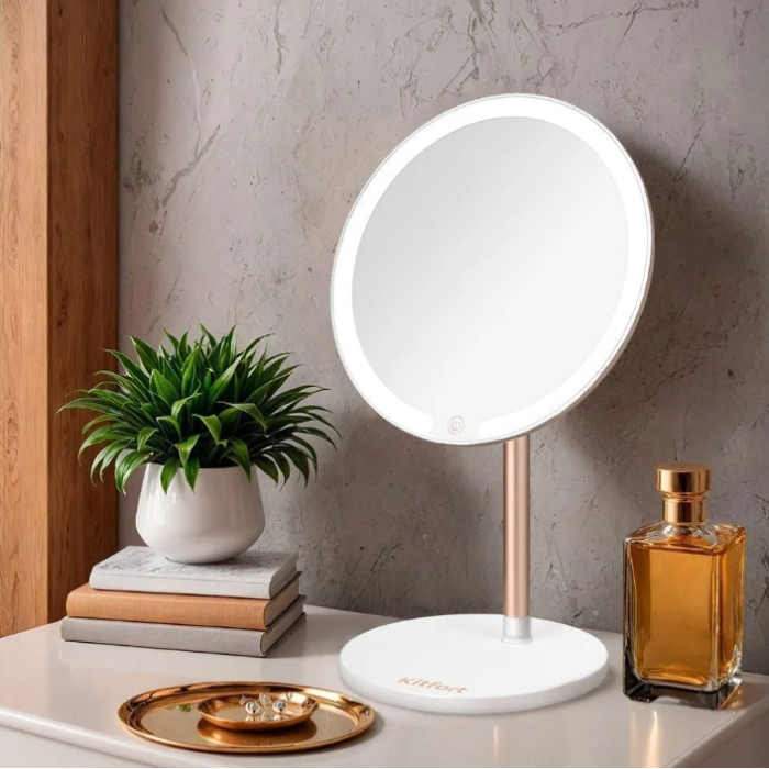 Kitfort зеркало настольное косметическое 200 х 150 х 320 мм