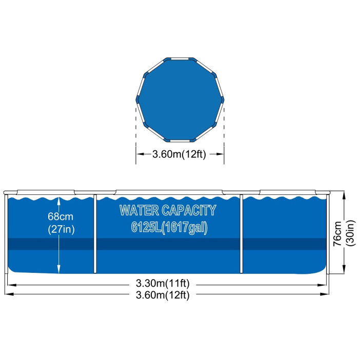 Бассейн каркасный Avenli 17799EU, 360x76 см