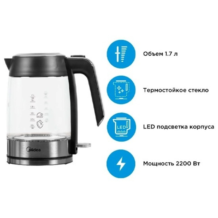 Электрочайник Midea MK-17G01B черный
