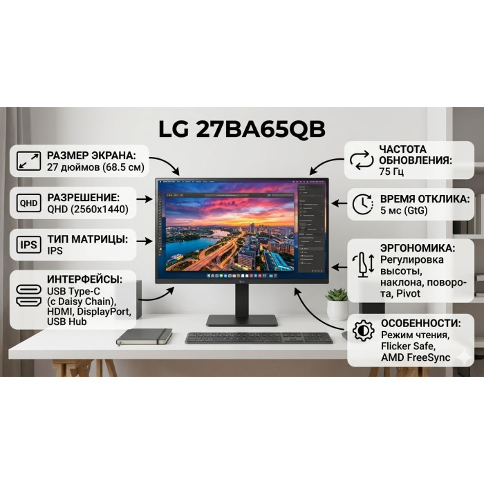 27' LG 27BA65QB-B черный