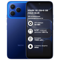 Мобильный телефон TECNO SPARK 50 (KN4n) 256+8 GB Halo Blue