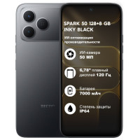 Мобильный телефон TECNO SPARK 50 (KN4n) 128+8 GB Inky Black