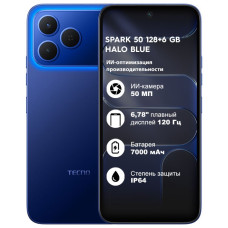 Мобильный телефон TECNO SPARK 50 (KN4n) 128+6 GB Halo Blue