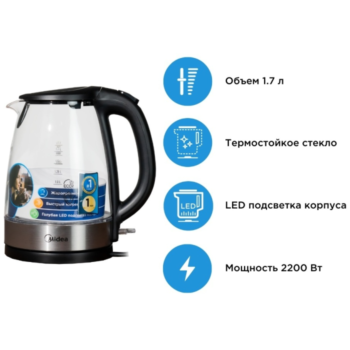 Электрочайник Midea MK-8016 черный