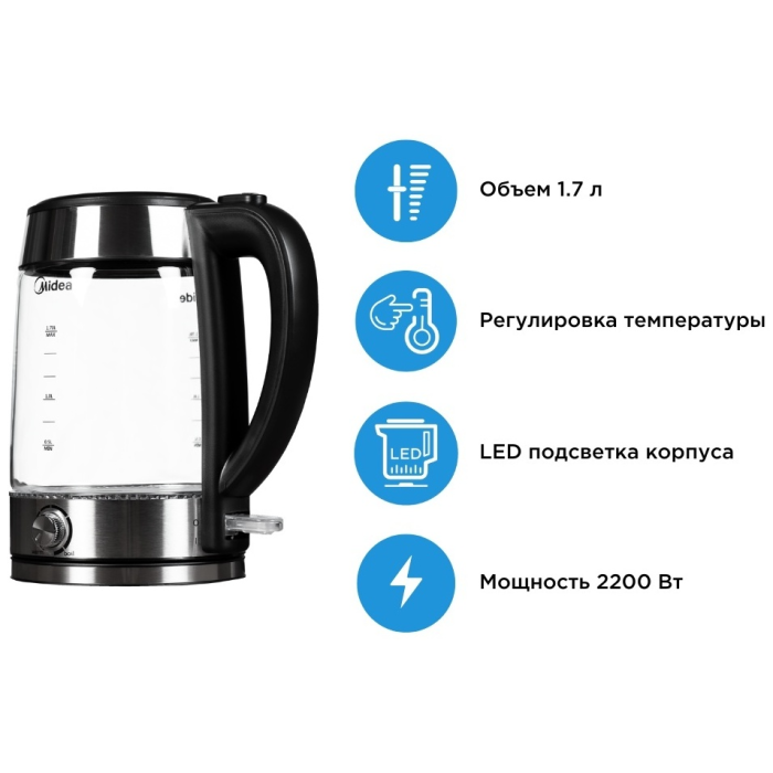 Электрочайник Midea MK-17G01E черный
