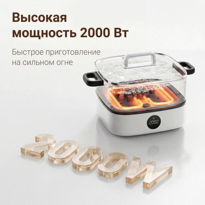 Мультиварка Xiaomi Multifunctional Hot Pot Cooker белый, черный