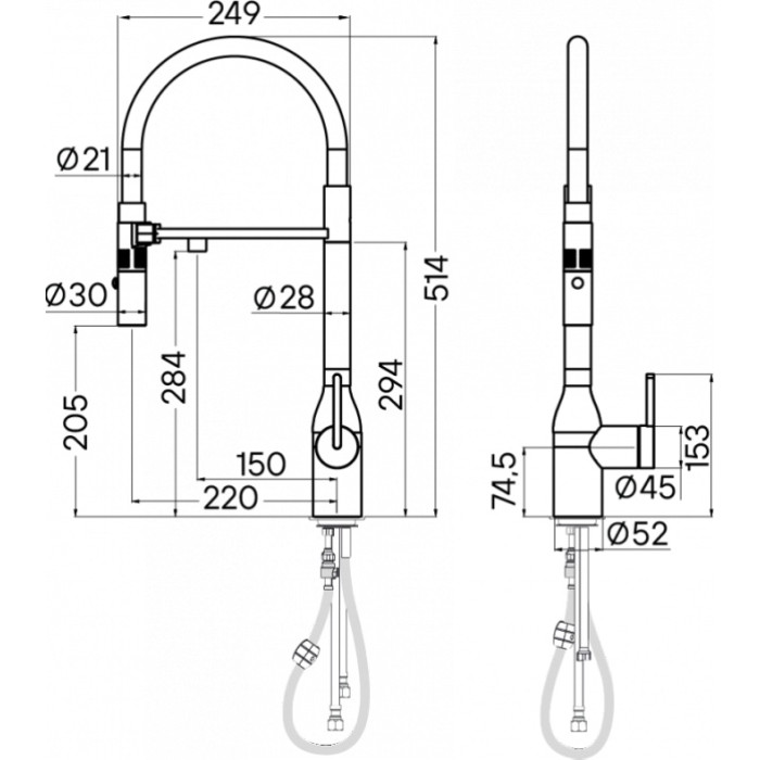 Смеситель для кухни (мойки) Paulmark Paulmark Magneto One, двухзахватный