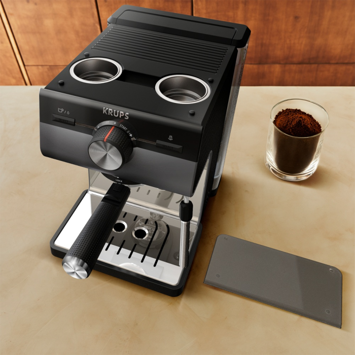 Кофеварка Krups Authentic+XP384G10 черный, серебристый