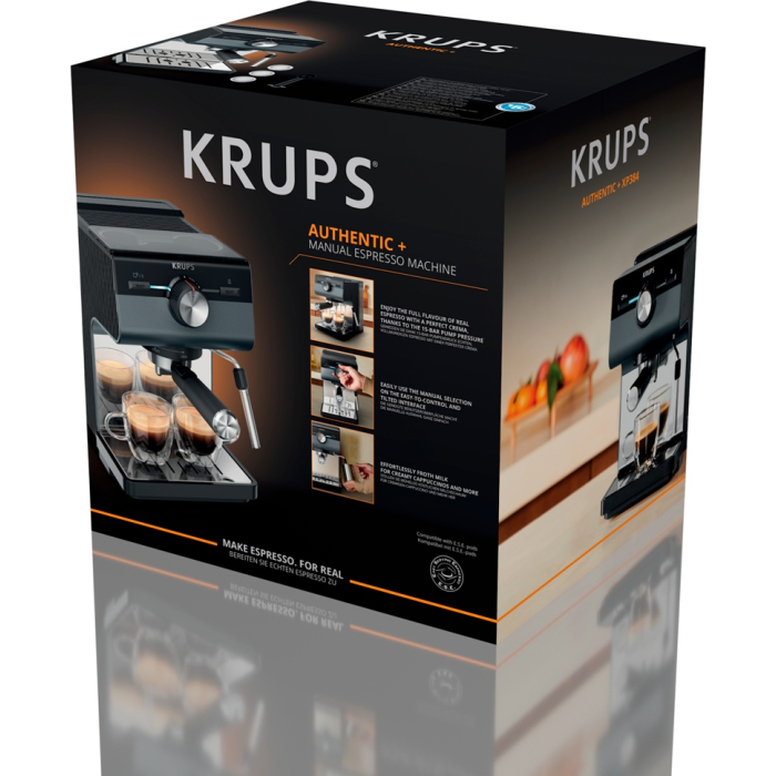 Кофеварка Krups Authentic+XP384G10 черный, серебристый