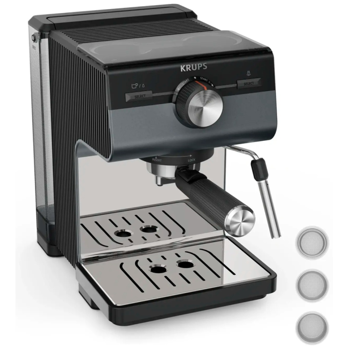 Кофеварка Krups Authentic+XP384G10 черный, серебристый