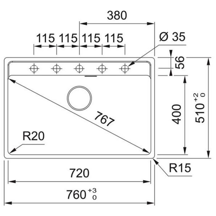 Franke MRG 610-72 114.0661.667 черный матовый врезная 51х76 смх20 см, искусственный гранит