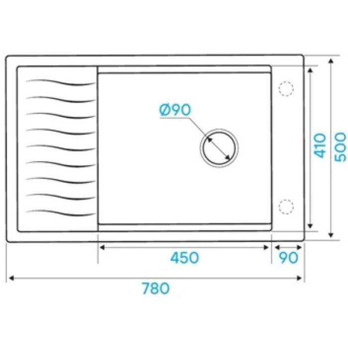KuchenStern BRETT 60 Ku накладная 50х78х19 см, искусственный гранит, тон жасмин