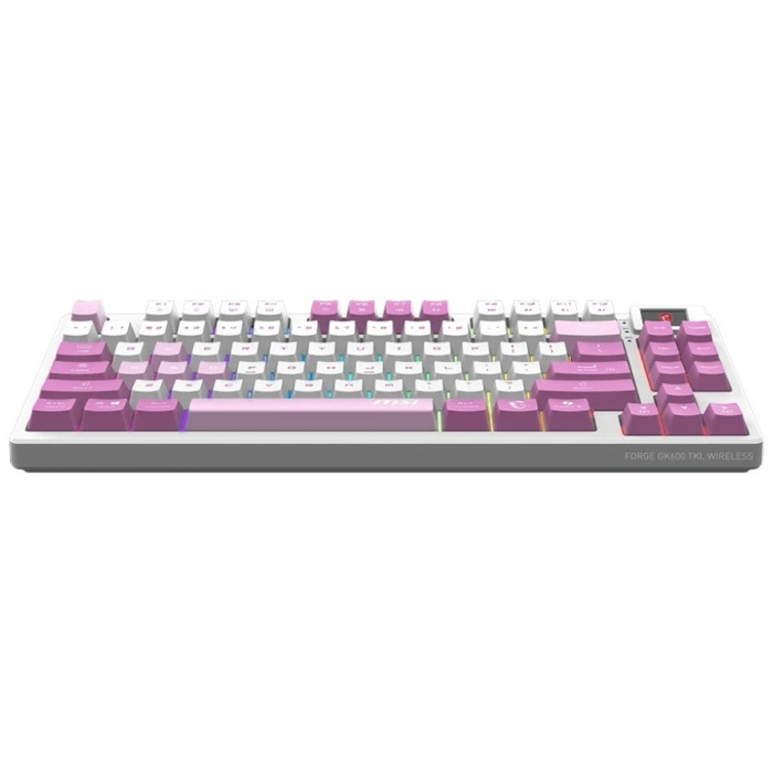 Игровая Клавиатура MSI FORGE GK600 TKL W VIOLET RU, Механическая/WIFI/BT/USB2.0/RGB/83кл/1.8м VIOLET