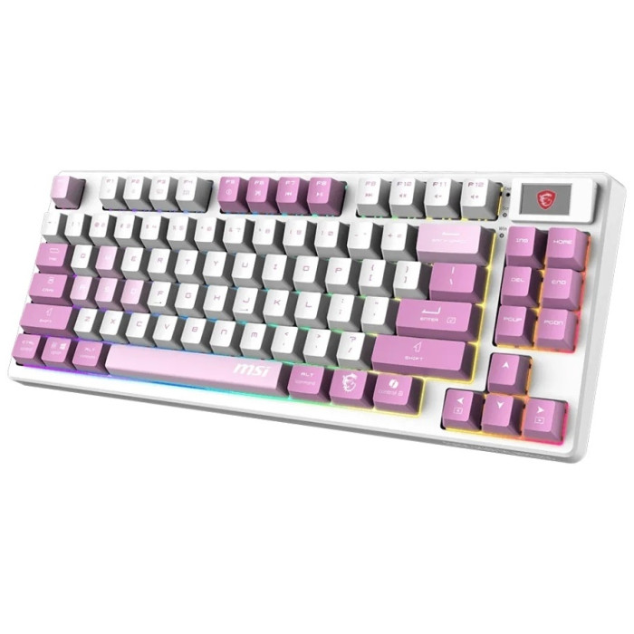 Игровая Клавиатура MSI FORGE GK600 TKL W VIOLET RU, Механическая/WIFI/BT/USB2.0/RGB/83кл/1.8м VIOLET