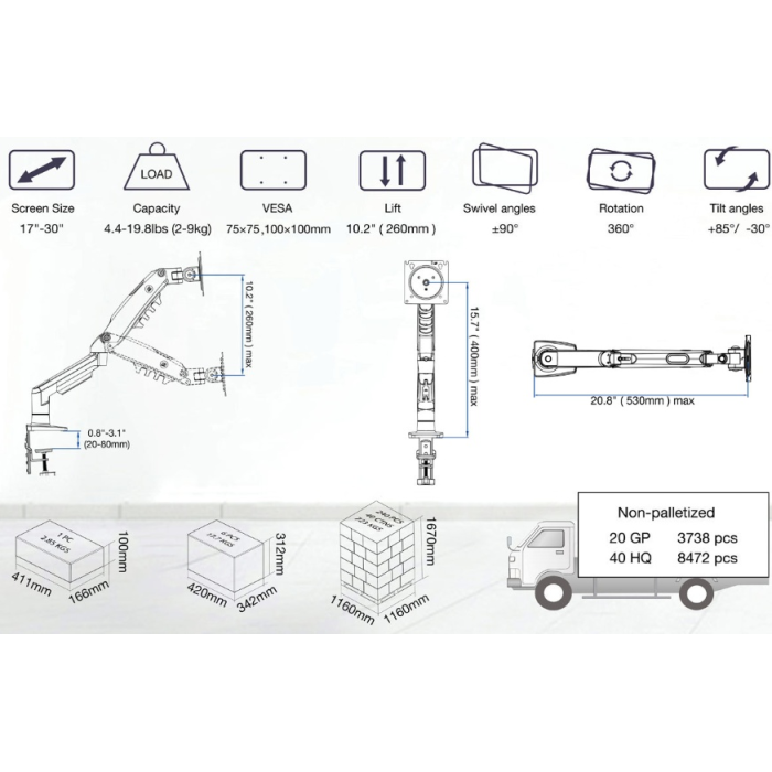 NB Monitor Arm-Office F80-XD желтый