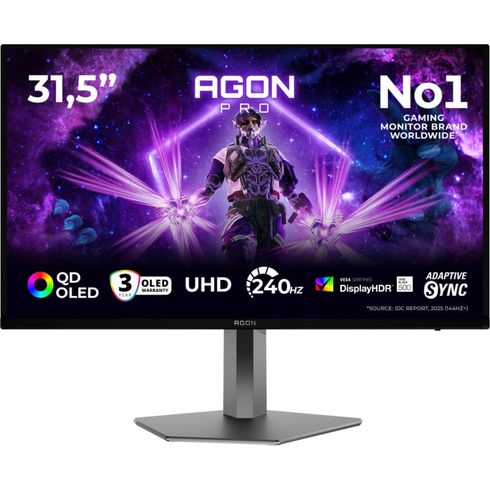 Монитор Игровой 31.5' AOC AG326UZD2 QD-OLED 3840x2160 240Hz 0,03ms 1000cd/m2 2xHDMI 1xDP 1xUSBC 2x8W