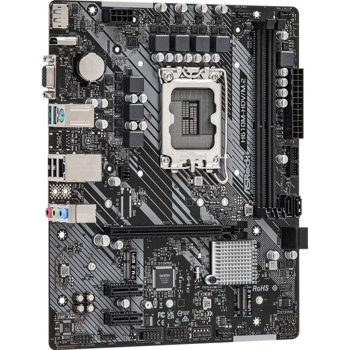 MB Socket1700, MATX, iH610 (VGA+HDMI), ASRock H610M-HDV/M.2+ D5, 2DDR5, PCIx16, 2PCIx1