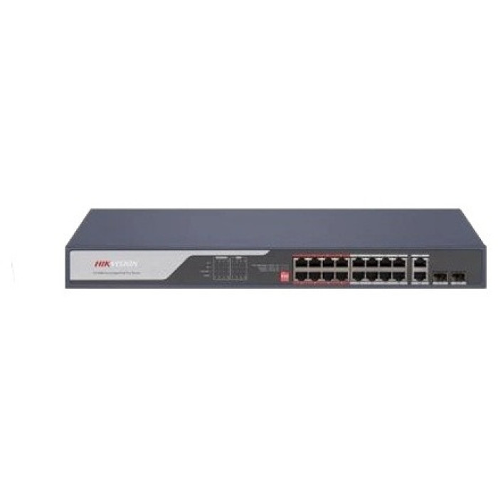 Switch 16+2 port 10/100M Hikvision DS-3E0318P-E(C), 16xPoE, 2xRJ45 GE Uplink, 2xSFP, rack