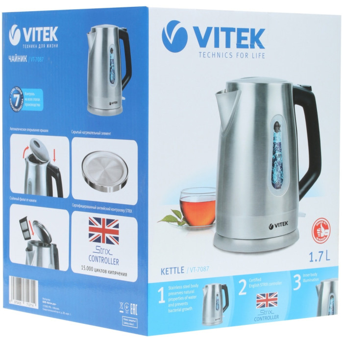 Электрочайник Vitek VT-7087 серебристый