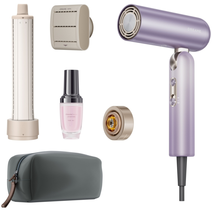 Фен складной Dreame Pocket Ultra, Purple (AHD52), 1500 Вт, 3 насадки, ионизация, чехол