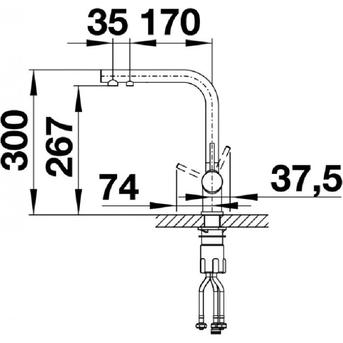 Смеситель для кухни (мойки) Blanco Fontas II 526670, двухзахватный