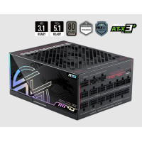 Блок питания MSI 1300W, MPG Ai1300TS PCIE5, Full Modular, ATX, 80+ TITANIUM, >94%, Fan 135mm, Черный