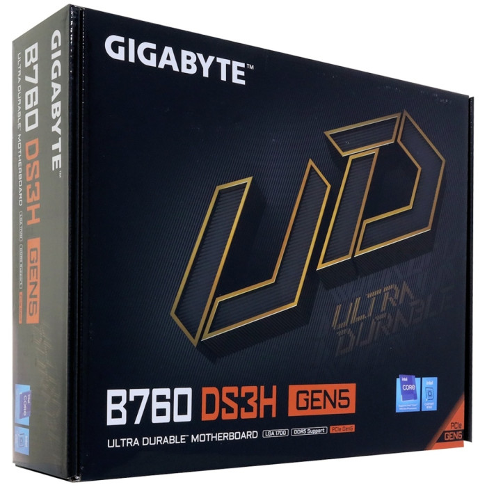 Материнская плата GIGABYTE B760 DS3H GEN5, LGA1700, B760, 4xDDR5, PCIe5.0, HDMI+DP, 2xM.2, ATX