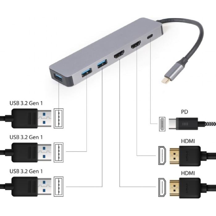 Переходник Cablexpert USB Type-C - HDMI A-CM-COMBO3-03
