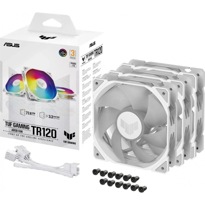 Вентилятор ASUS TUF GAMING TR120 FAN ARGB WHITE 3IN1 белый