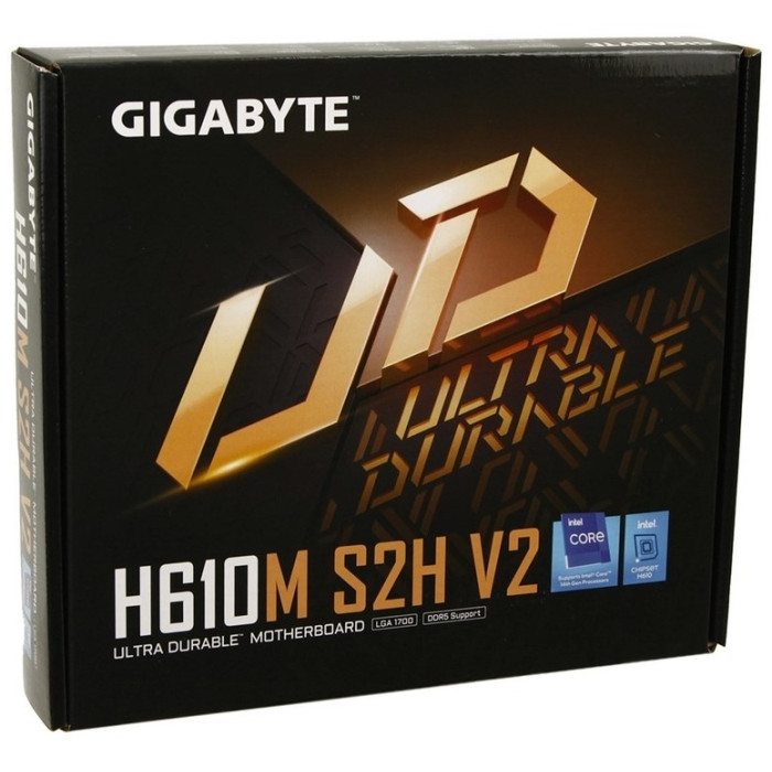 Сист.плата Gigabyte H610M S2H V2, H610, 1700, 2xDDR5, PCI-E x16, PCI-E x1, M2, SATA, 2xDP, HDMI, D-Sub, BOX<br>330049