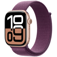 Apple Watch Series 10 GPS 42mm Rose Gold Aluminium Case with Plum Sport Loop,Model A2997<br>
