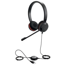 JABRA EVOLVE 30 II MS Stereo USB Headband, Noise cancelling, USB and 3.5 connectivity, with mute-button and volume control on the cord, with leather ear cushion, Microsoft optimized<br>