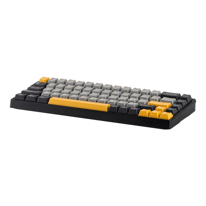 Keyboard USB AULA WIN68, Magnetic, Gray Wood switch, 68 keys EN/RU, wired, Black-Grey-Yellow